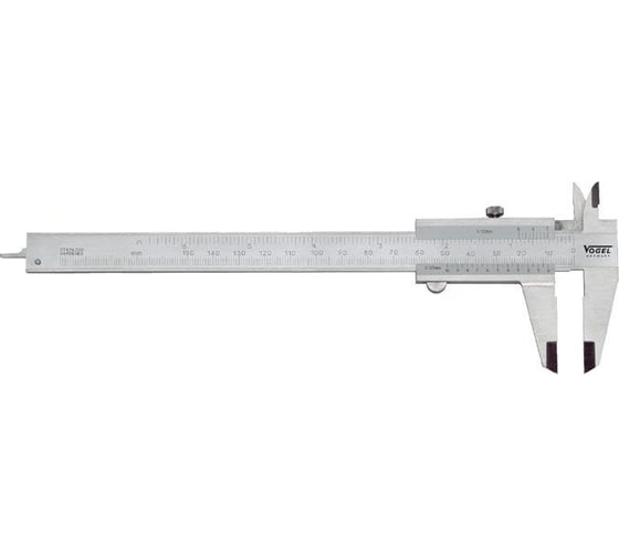 Изображение товара Штангенциркуль с глубиномером Vogel 0-150 0.05, зажим, фрезерованный нониус, для левши 201027