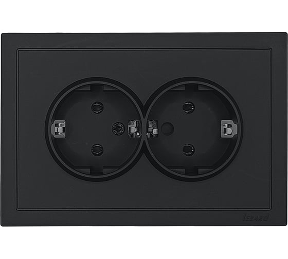 Изображение товара Розетка 2-ая Lezard ZIMA с заземлением, ПБТ, черный бархат, безвинтовой зажим/клемма 704-4200-127BQC