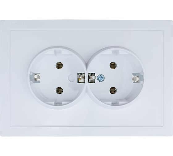 Изображение товара Розетка 2-ая Lezard ZIMA с заземлением, ПБТ, белая, безвинтовой зажим/клемма 704-0200-127BQC