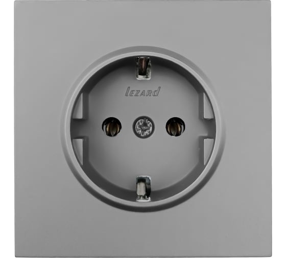 Изображение товара Розетка Lezard ZIMA с заземлением, ПБТ, серый матовый, безвинтовой зажим/клемма 704-7488-122BQC