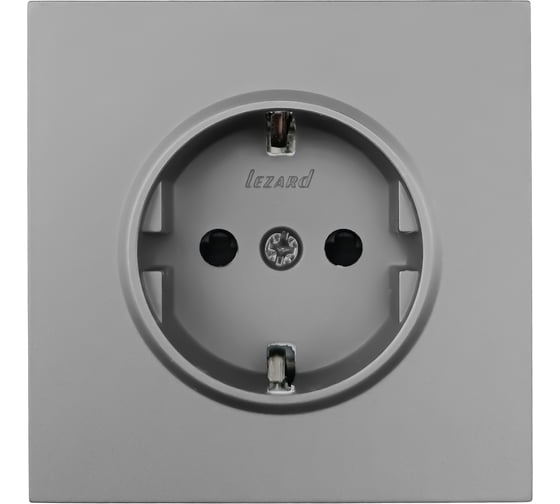 Изображение товара Розетка Lezard ZIMA с защитой от детей, ПБТ, серый матовый, безвинтовой зажим/клемма 704-7488-124BQC