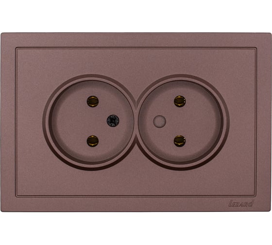Изображение товара Розетка 2-ая Lezard ZIMA без заземления, ПБТ, шоколад, безвинтовой зажим/клемма 704-7300-128BQC