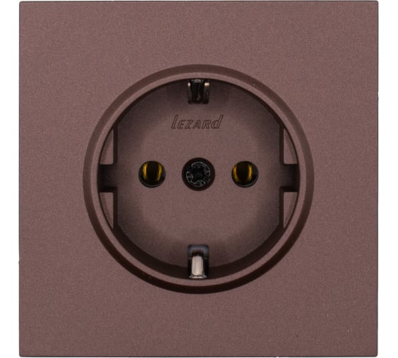 Изображение товара Розетка Lezard ZIMA с заземлением, ПБТ, шоколад, безвинтовой зажим/клемма 704-7388-122BQC