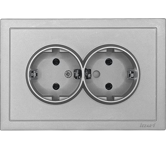 Изображение товара Розетка 2-ая Lezard ZIMA с заземлением, ПБТ, серый матовый, безвинтовой зажим/клемма 704-7400-127BQC