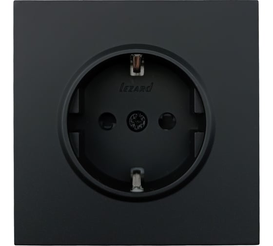Изображение товара Розетка Lezard ZIMA с защитой от детей, ПБТ, черный бархат, безвинтовой зажим/клемма 704-4288-124BQC
