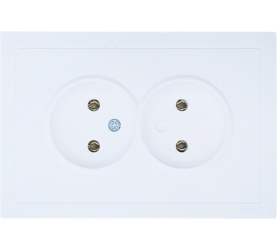 Изображение товара Розетка 2-ая Lezard ZIMA без заземления, ПБТ, белая, безвинтовой зажим/клемма 704-0200-128BQC
