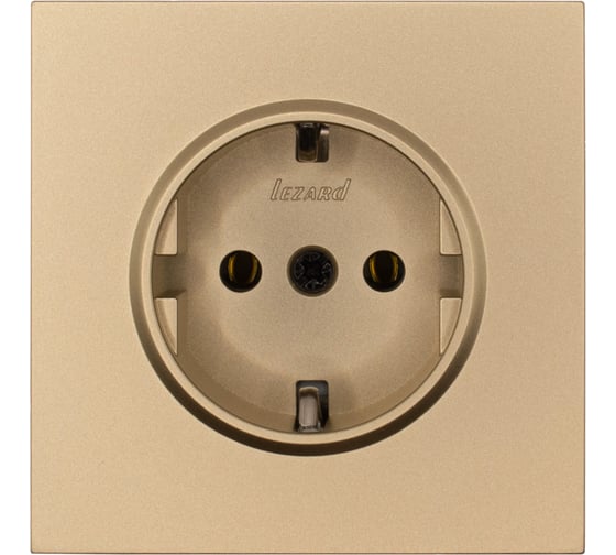 Изображение товара Розетка Lezard ZIMA с заземлением, ПБТ, золото, безвинтовой зажим/клемма 704-3688-122BQC