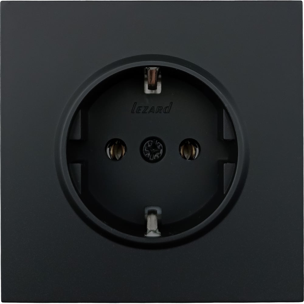 Изображение товара Розетка Lezard ZIMA с заземлением черный бархат 1 пост IP20