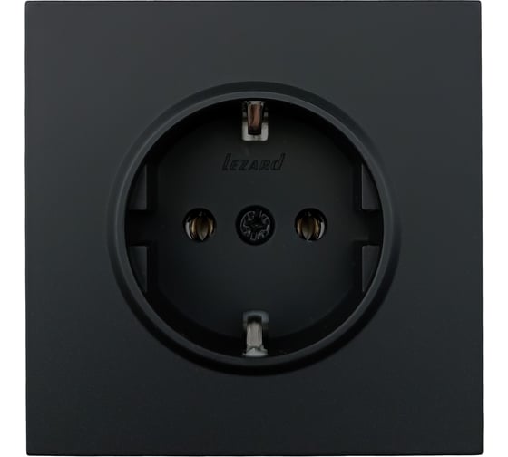 Изображение товара Розетка Lezard ZIMA с заземлением, ПБТ, черный бархат, безвинтовой зажим/клемма 704-4288-122BQC