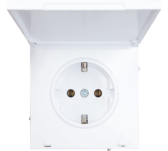 Изображение товара Розетка Lezard ZIMA с заземлением, с крышкой, ПБТ, белая, безвинтовой зажим/клемма 704-0288-123BQC