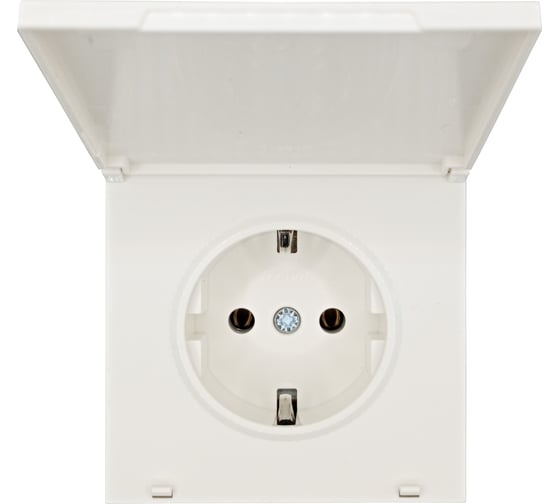 Изображение товара Розетка Lezard ZIMA с заземлением, с крышкой, ПБТ, слоновая кость, безвинтовой зажим/клемма 704-9088-123BQC