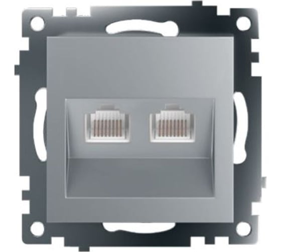 Изображение товара Механизм розетки компьютерной 2-местной STEKKER RJ-45, GLS00-7109-03, серия Катрин, серебро, 50005