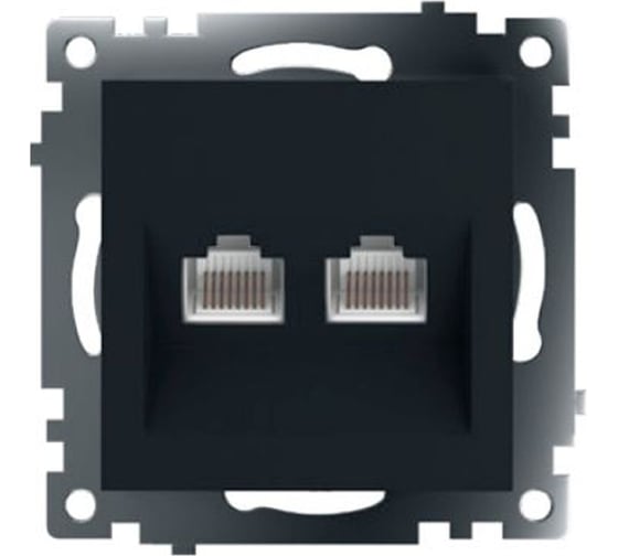 Изображение товара Механизм розетки компьютерной 2-местной STEKKER RJ-45, GLS00-7109-05, серия Катрин, черный, 50007