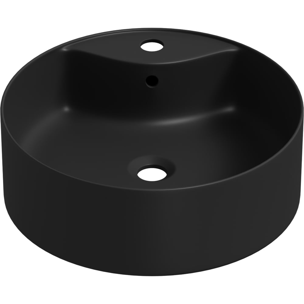 Изображение товара Накладная раковина для ванной комнаты Wellsee Praxis, ширина 46 см, цвет матовый черный 32940700S