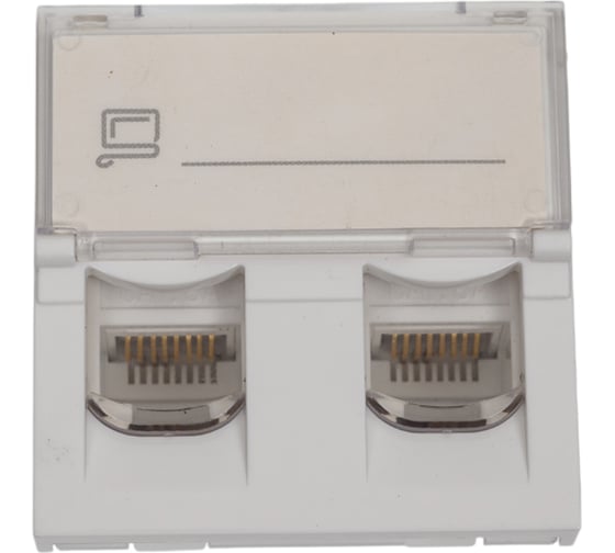 Изображение товара Розетка модульная двойная компьютерная Рувинил RJ-45, 45x45мм, белая, 10 шт АДЛ 13-913