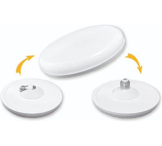 Изображение товара Лампа светодиодная плоская Фарлайт Вкрути и готово Т185, 35 Вт, 6500 К, ф185 мм, со складным цоколем Е27 FAR000294