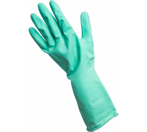 Изображение товара Перчатки хозяйственные латексные с ароматом АЛОЕ ОФИСМАГ зеленые, х/б напыление, размер L, 63г, КП, 139598 609365