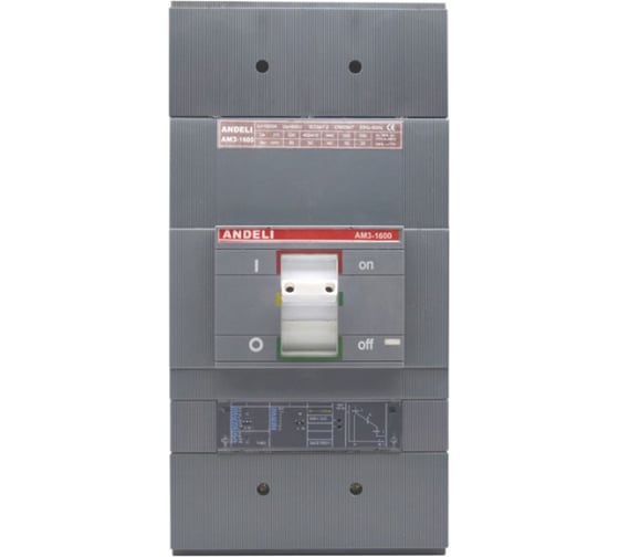 Изображение товара Автоматический выключатель ANDELI AM3-400L/3P 400A 35KA ADL06-144