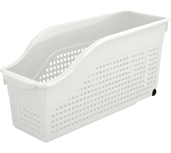 Изображение товара Контейнер хозяйственный МУЛЬТИДОМ Лофт на колесах узкий 355х130х170 мм белый 621 006