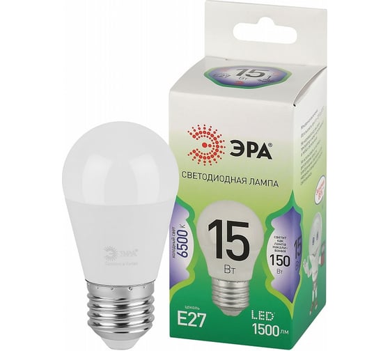 Изображение товара Лампочка светодиодная ЭРА GREEN LINE LED B3515W865E27 GL, E27, 15 Вт, свеча, холодный свет Б0067094