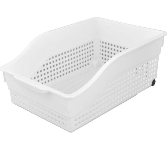 Изображение товара Контейнер хозяйственный МУЛЬТИДОМ Лофт на колесах широкий 305х210х125 мм белый 622 006