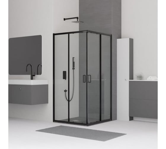 Изображение товара Душевой уголок RGW 100х100х185  CL-34-B квадрат, черный, прозрачное стекло 5 мм 32093400-14