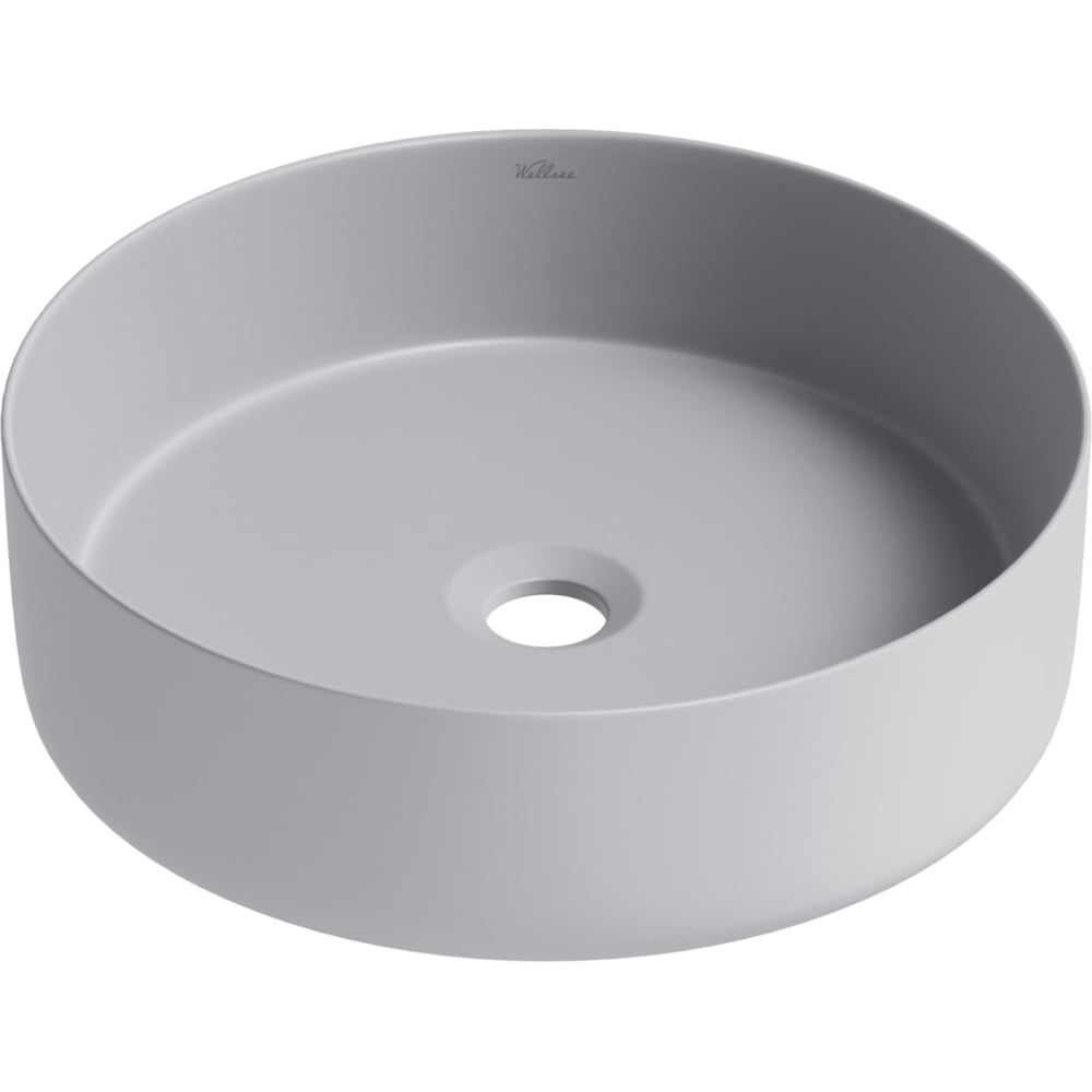 Изображение товара Накладная раковина для ванной круглая Wellsee Coax 30 см матовый серый санфарфор