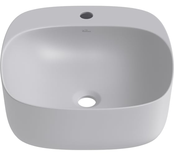 Изображение товара Накладная раковина для ванной Wellsee Idéal квадратная, ширина умывальника 42 см, цвет матовый серый 326905000