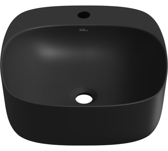 Изображение товара Накладная раковина для ванной Wellsee Idéal квадратная, ширина умывальника 42 см, цвет матовый черный 326904000