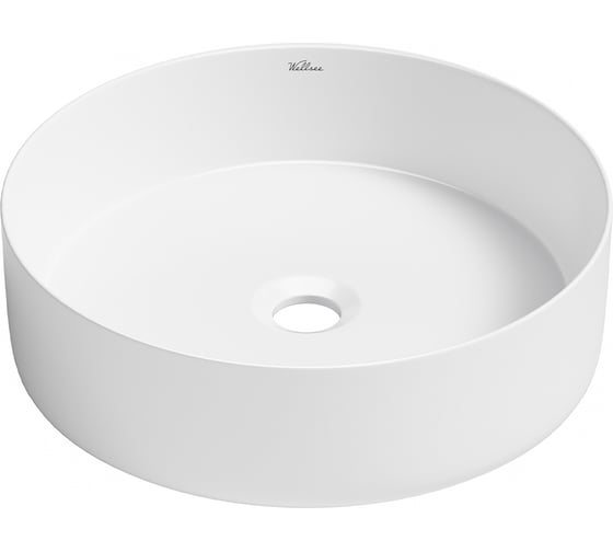 Изображение товара Накладная раковина для ванной Wellsee Coax круглая, ширина умывальника 36 см, цвет глянцевый белый 323502000