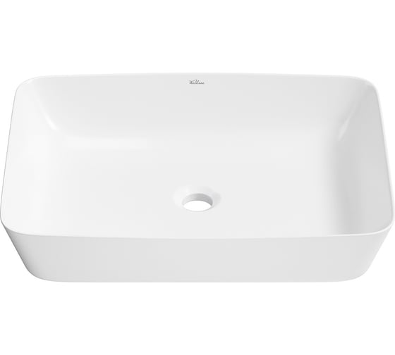 Изображение товара Накладная раковина для ванной Wellsee Cromulent прямоугольная, ширина умывальника 56 см, цвет глянцевый белый 318003000