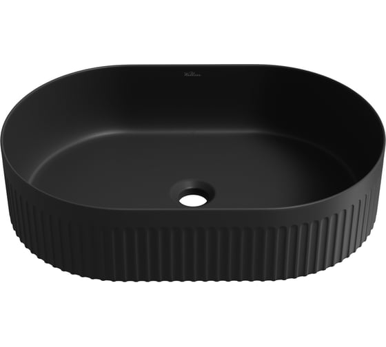 Изображение товара Накладная раковина для ванной Wellsee Festive Fox 2.0 овальная, ширина умывальника 50 см, цвет матовый черный 319612000