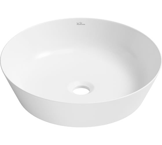 Изображение товара Накладная раковина для ванной Wellsee Cromulent круглая, ширина умывальника 43 см, цвет глянцевый белый 318001000