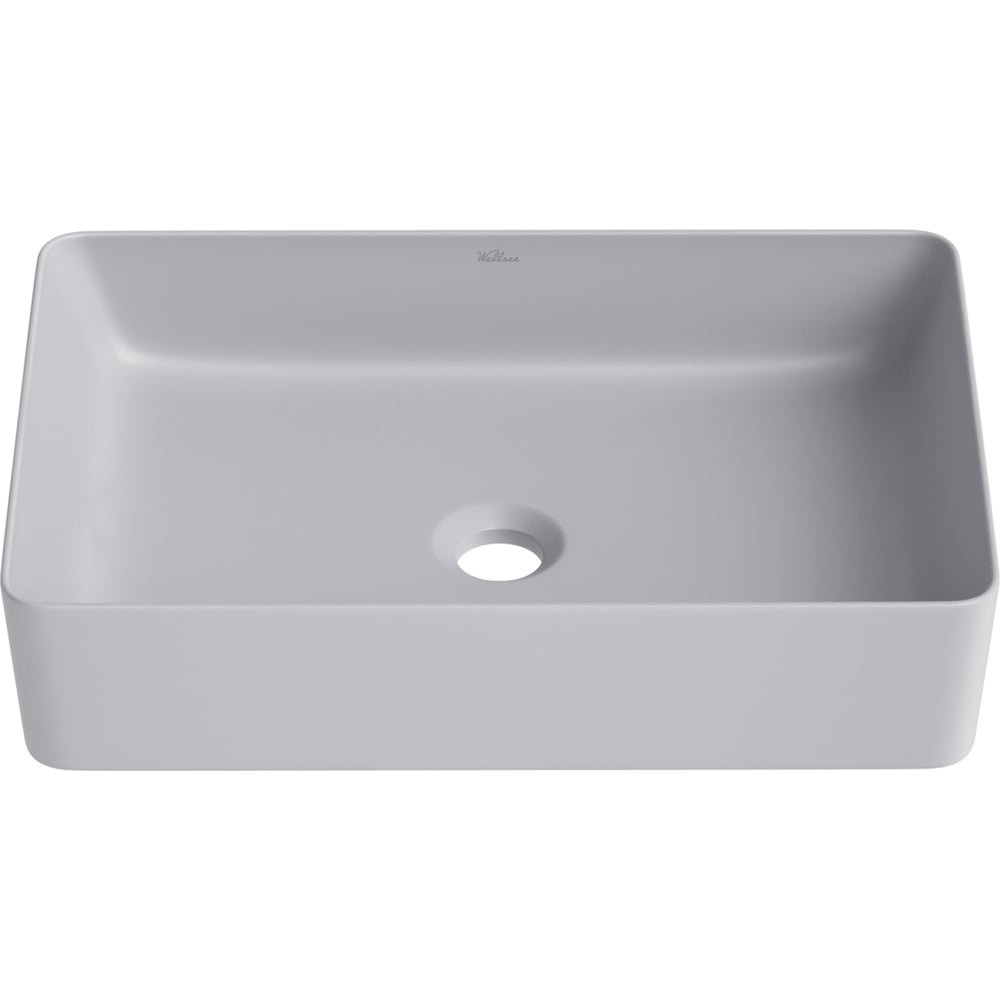 Изображение товара Накладная раковина для ванной Wellsee FreeDom 2.0 прямоугольная 50 см матовый серый