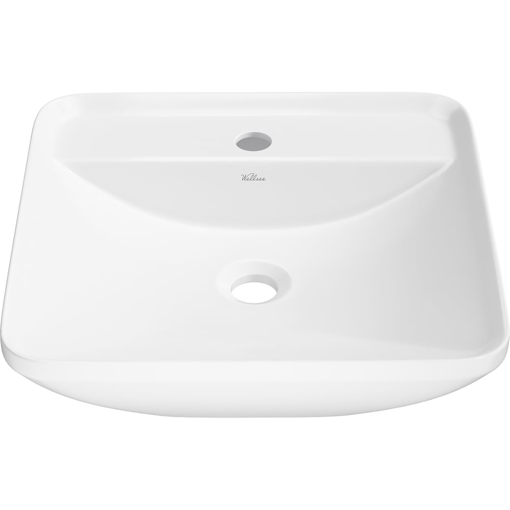 Изображение товара Накладная раковина для ванной Wellsee Cute Twin S квадратная, глянцевый белый, 43 см
