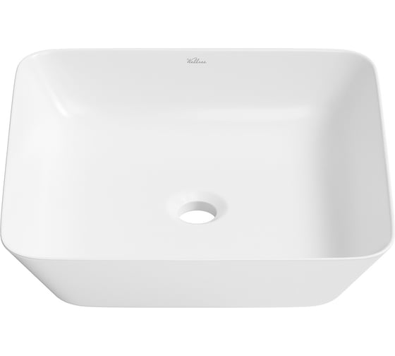 Изображение товара Накладная раковина для ванной Wellsee Cromulent квадратная, ширина умывальника 44 см, цвет глянцевый белый 318002000