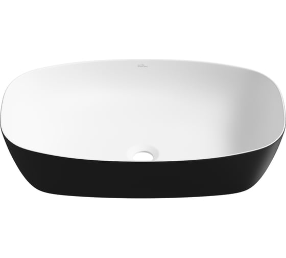 Изображение товара Накладная раковина для ванной Wellsee Ground Breaking прямоугольная, ширина умывальника 61 см, цвет матовый черный/матовый белый 337706000