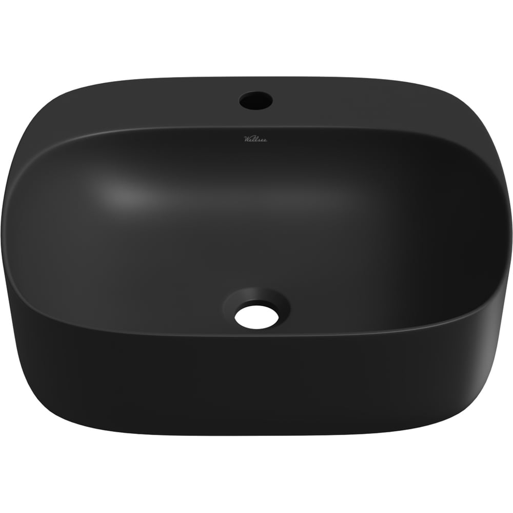 Изображение товара Накладная раковина для ванной Wellsee Idéal прямоугольная 50 см матовый черный