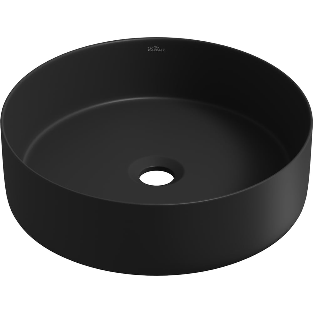 Изображение товара Накладная раковина Wellsee Coax круглая черного цвета 36 см