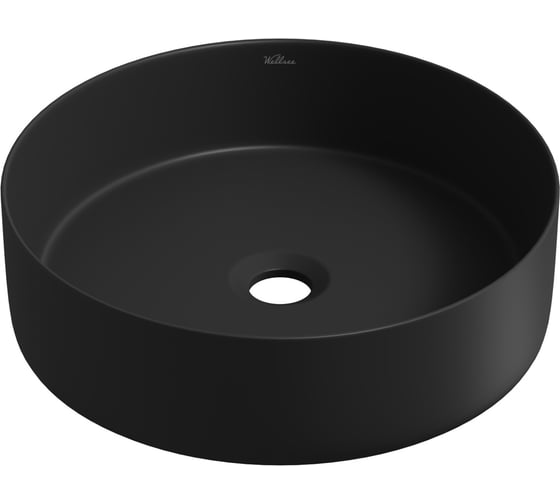Изображение товара Накладная раковина для ванной Wellsee Coax круглая, ширина умывальника 36 см, цвет матовый черный 323508000