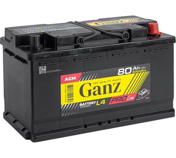 Изображение товара Аккумулятор Ganz PRO-Line AGM 80 А/ч обратный R+ 315x175x190 L4 EN 800 А G4080800
