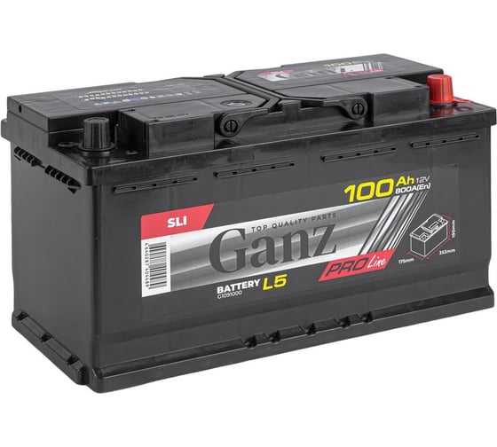 Изображение товара Аккумулятор Ganz PRO-Line DIN 100 А/ч обратный R+ 353x175x190 L5 EN 800 А G1091000
