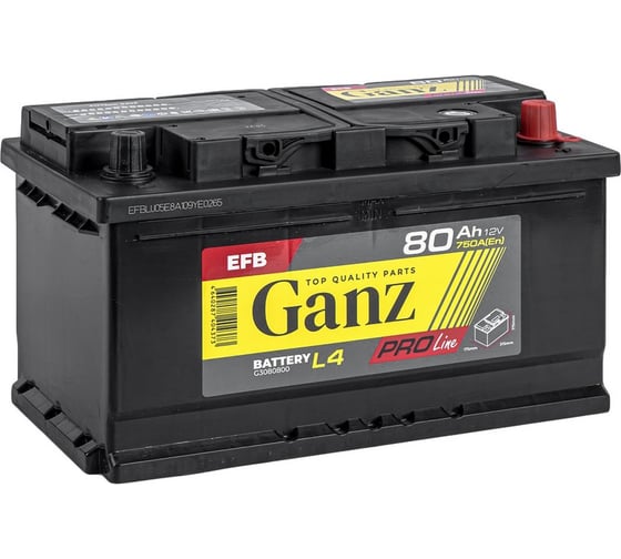 Изображение товара Аккумулятор Ganz PRO-Line EFB 80 А/ч обратный R+ 315x175x175 L4 EN 750 А G3080800