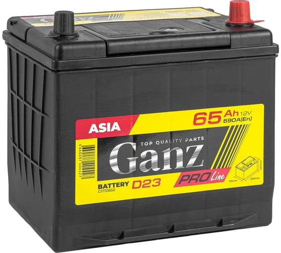 Изображение товара Аккумулятор Ganz PRO-Line JIS 65 А/ч обратный R+ 230x173x220 D23 EN 590 А G1170650