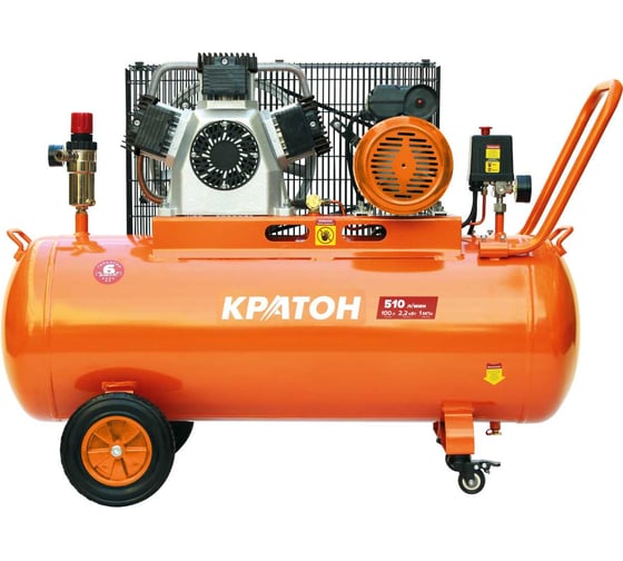 Изображение товара Компрессор с ременной передачей безмасляный Кратон AC-510-100-BDW 3 01 01 069