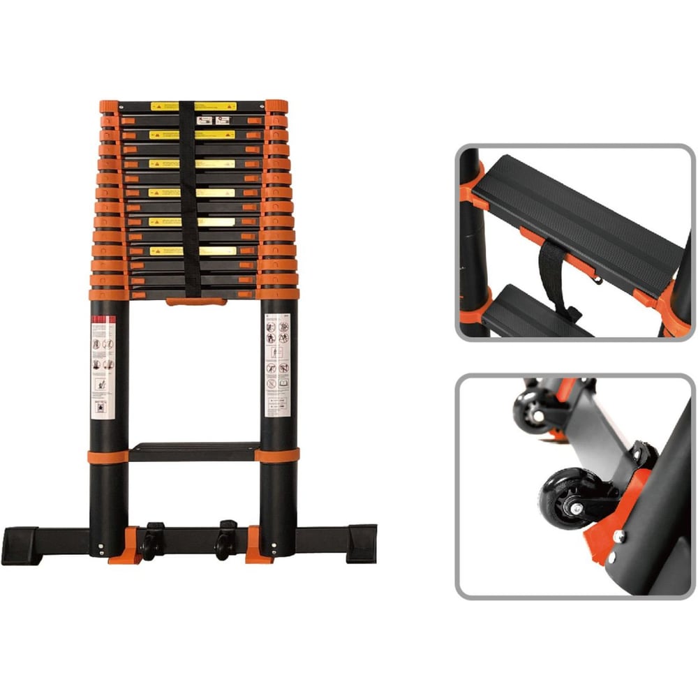 Изображение товара Лестница телескопическая STARTUL односекционная алюминиевая 350 см, 9 ступеней, 8.5 кг BLACK LINE ST9931-035