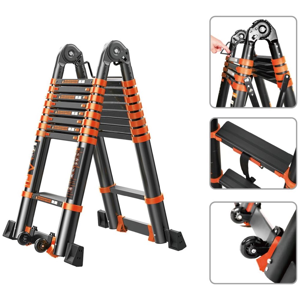 Изображение товара Лестница телескопическая STARTUL 2x8 алюминиевая 330/660 см