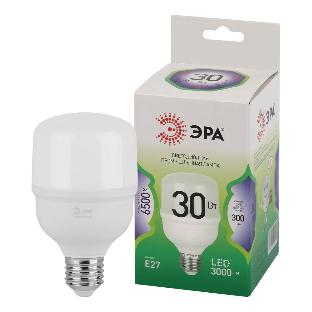 Изображение товара Лампа светодиодная ЭРА GREEN LINE LED POWER T7030W865E27 GL Е27 30 Вт колокол холодный свет Б0067061
