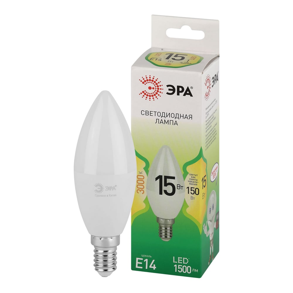 Изображение товара Эра Green Line B3515W830E14 - LED свеча 15 Вт E14, 3000K, 1500 lm Изображение товара Эра Green Line B3515W830E14 - LED свеча 15 Вт E14, 3000K, 1500 lm