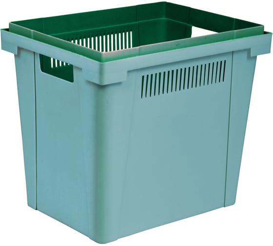 Изображение товара Ящик Тара.ру пластик 400x300x350 стенки перфорированные, цветочный цвет зеленый 06323